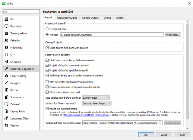 QtCreator - Build Options