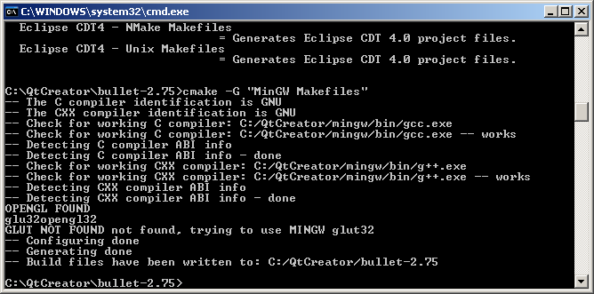 QtCreator - Bullet CMake