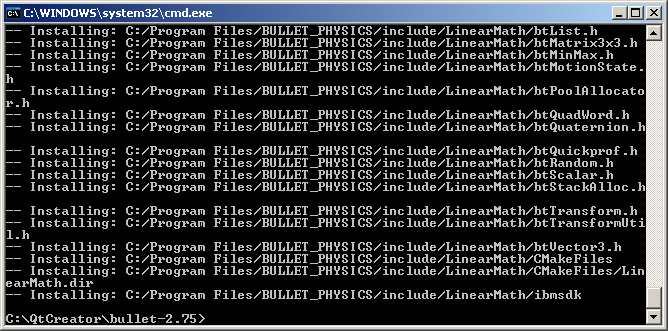 QtCreator - Bullet Make Install