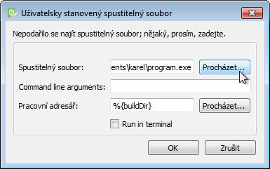 QtCreator - Project Run Settings Karel