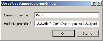 QtCreator - Proměnné prostředí CMake