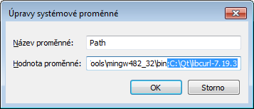 QtCreator - Proměnné prostředí cURL