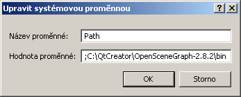QtCreator - Proměnné prostředí OSG