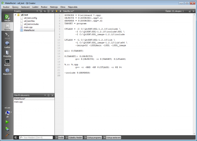 QtCreator - SDL Makefile